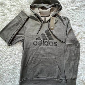 NWT S/M Mens Gray & Black Logo Adidas Hoodie